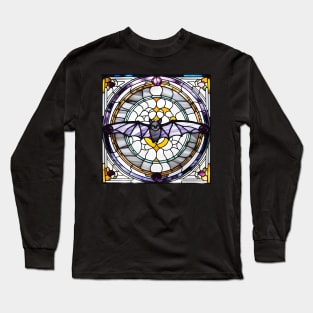 Purple Sky Puppy Stained Glass Long Sleeve T-Shirt